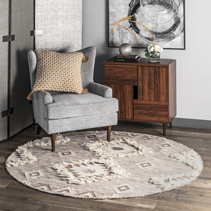 Northport Wool Geometric Indoor Rug, Round 6'