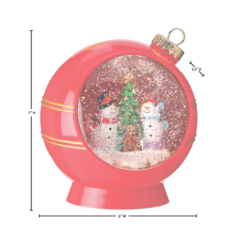 6-inch Multicolor LED Snowman Water Globe Ornament