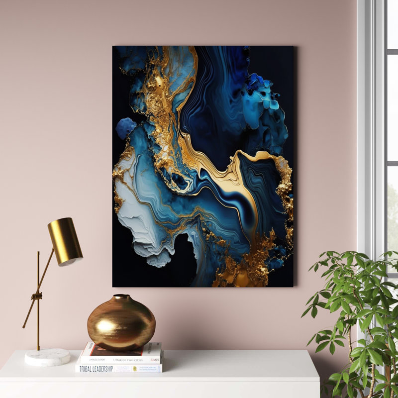 " Abstract Geode Marble Blue III ", 40" H x 30" W