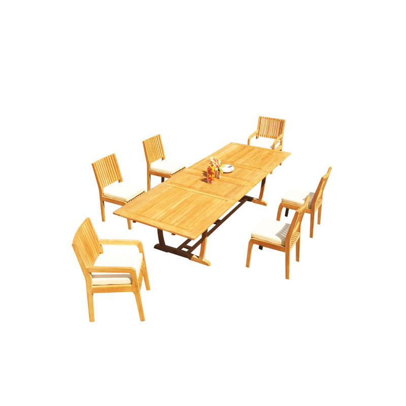 Ensemble de salle à manger en teck Maskell, H 30,5 po x L 117 po x l 40 po, 6