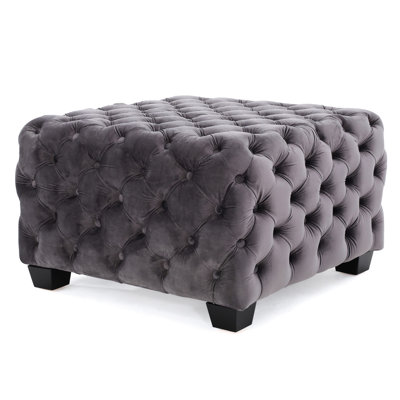 Gris avec housse en velours à boutons, intérieur moderne, 29 po x 18,3 po, l 28,37 po x P 18,3 po