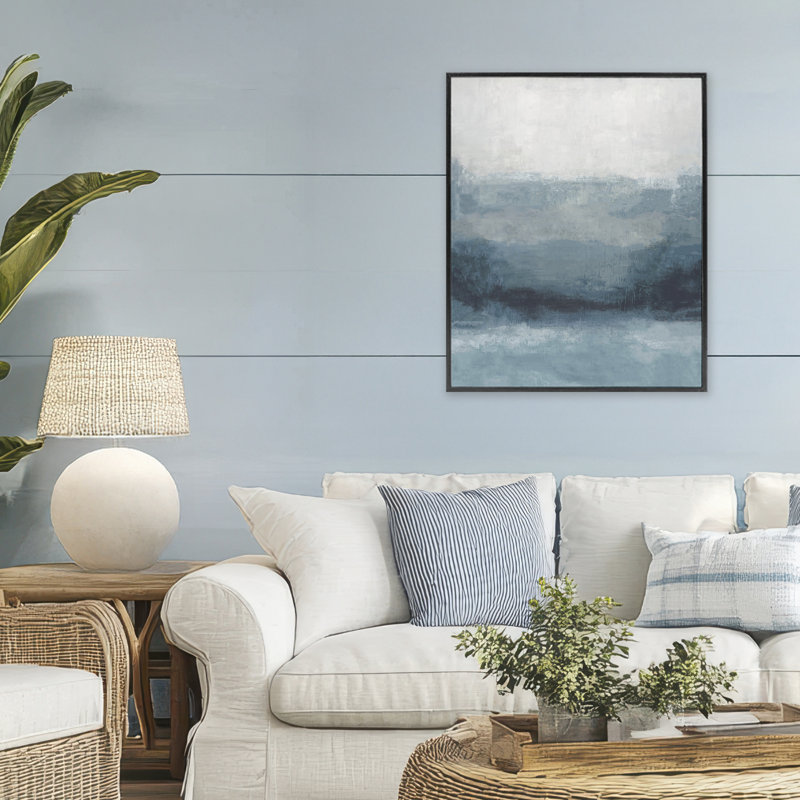 Giclée encadrée dégradé bleu brumeux, design par Hannah Dawson, H 30 po x l 24 po, Giclée encadrée noir minuit