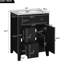 Meuble-lavabo de 24 pouces avec lavabo en céramique de style champêtre français, tiroirs coulissants et espace de rangement réglable pour les rasoirs-308718951