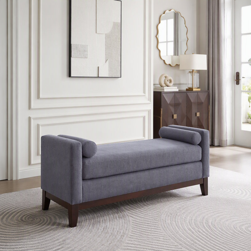 Grand repose-pieds rembourré en tissu avec coussins, Dark Grey
