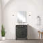 24 po L 18 po x P 18 po. Meuble-lavabo en chêne noir avec comptoir en acrylique et miroir-421179244