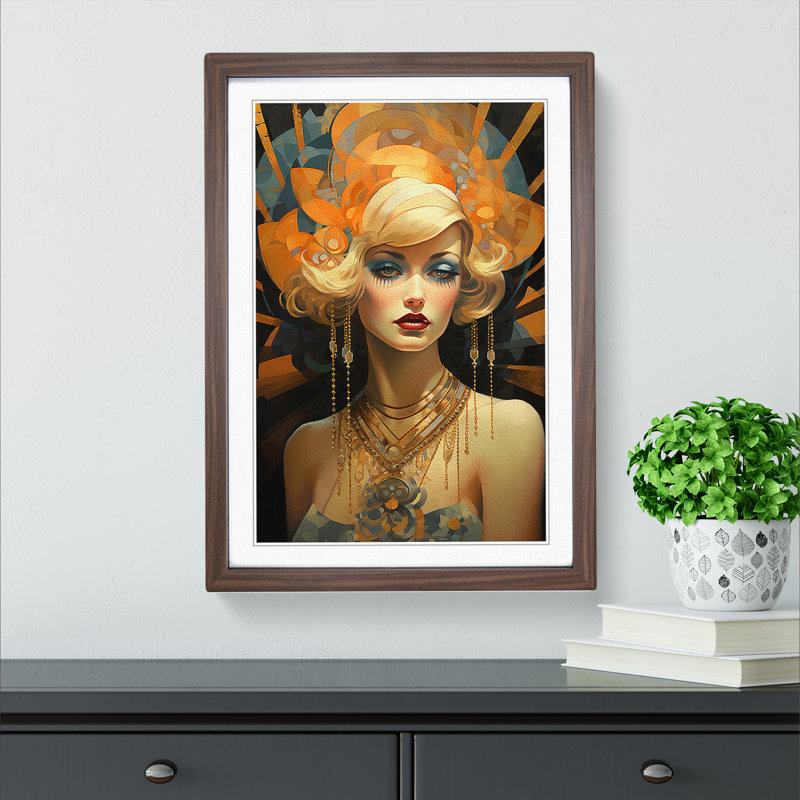 Single Picture Frame Print on Wood, Walnut Framed, 34cm H x 25cm W