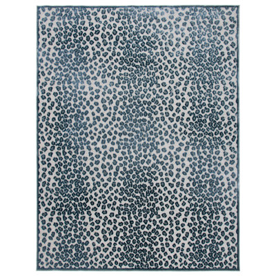 Tapis bleu marine / gris en coton / polyester / viscose tissé à la machine Dorcinvil