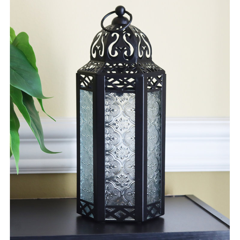 Moroccan Candle Lantern Decorative Candle Holder Lamp for Table or Hanging, Ramadan Decorations, Weddings, Indoor Home Decor, Outdoor Patio or Porch (Set of 2)