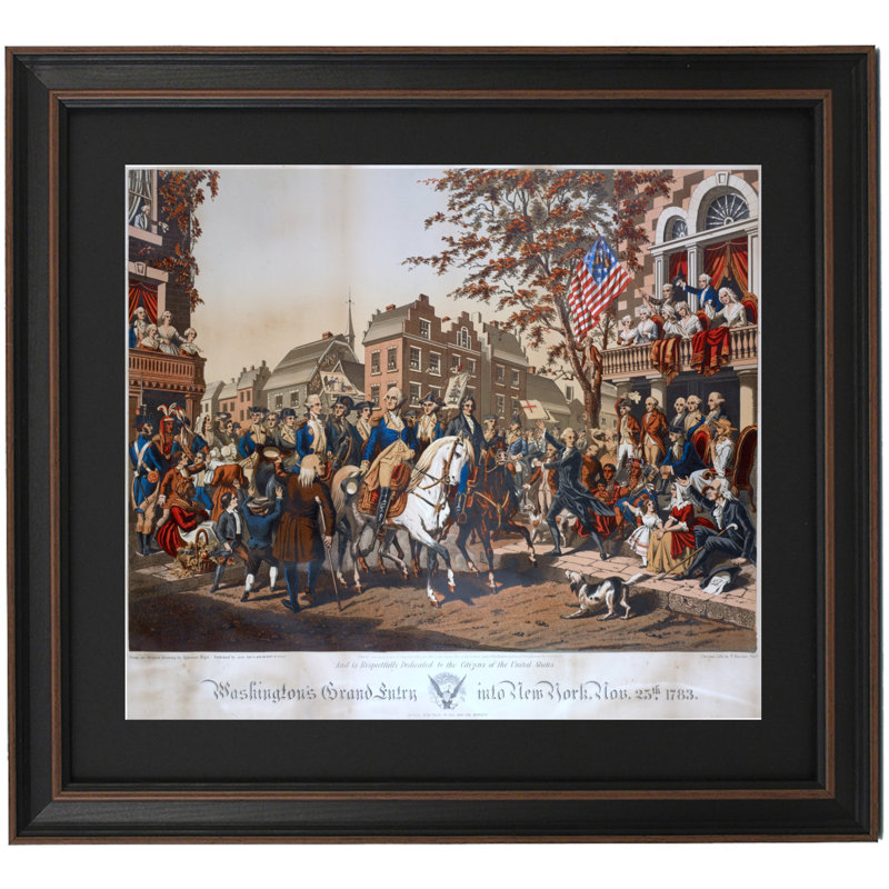 Encadré «Washington's Grand Entrée In New York» par Alphonse Bigot, H 20 po x l 24 po