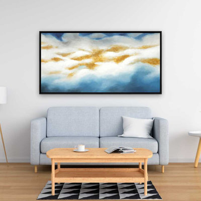 Abstract Clouds - Blue Contemporary Framed Canvas Art