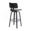 Tabouret de bar pivotant en bois noir de 30 po en similicuir gris avec métal noir