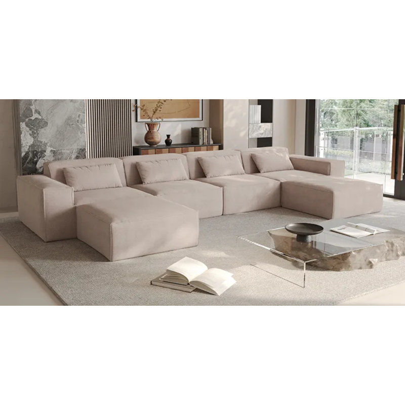 Canapé modulaire Urban Plus à 4 places avec revêtement en velours Cloud, Velours brun
