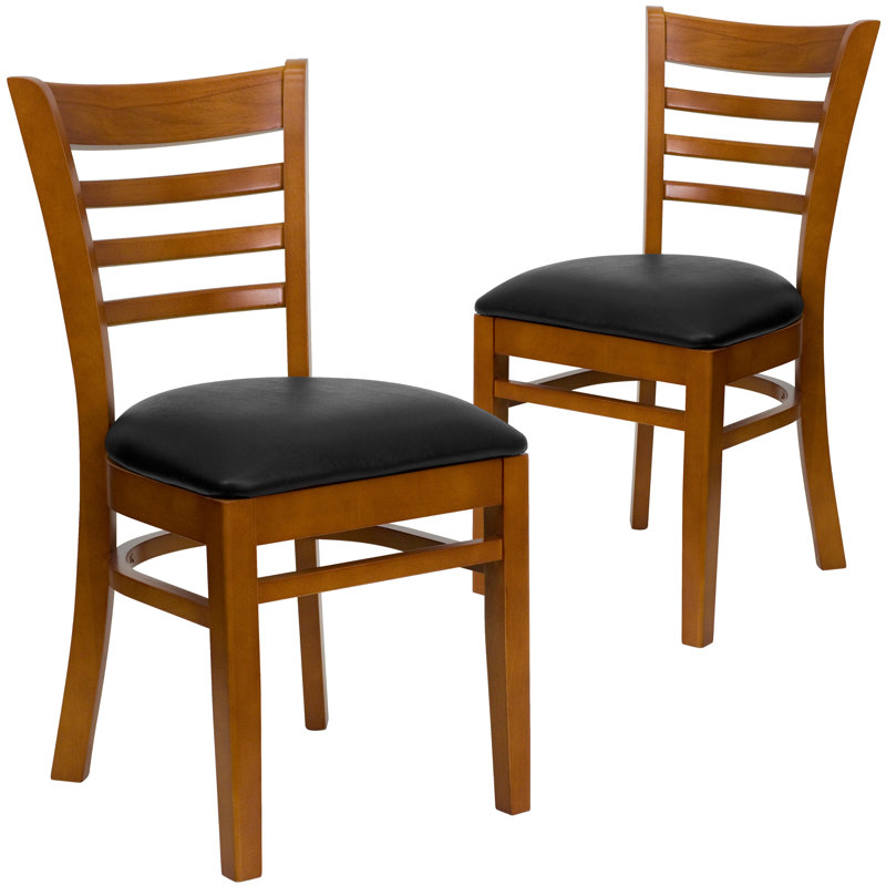 Prompton Vertical Slat Back Wooden Restaurant Chair, Black, Cherry