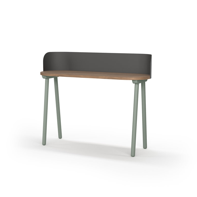 Eta Oval Solid Wood Base Writing Desk, Green, Brown