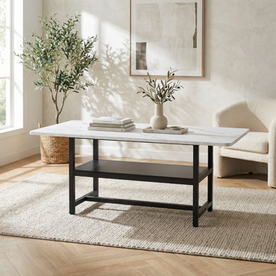 Table de salle à manger extensible moderne avec tablette de rangement intégrée et plateau de table blanc texturé