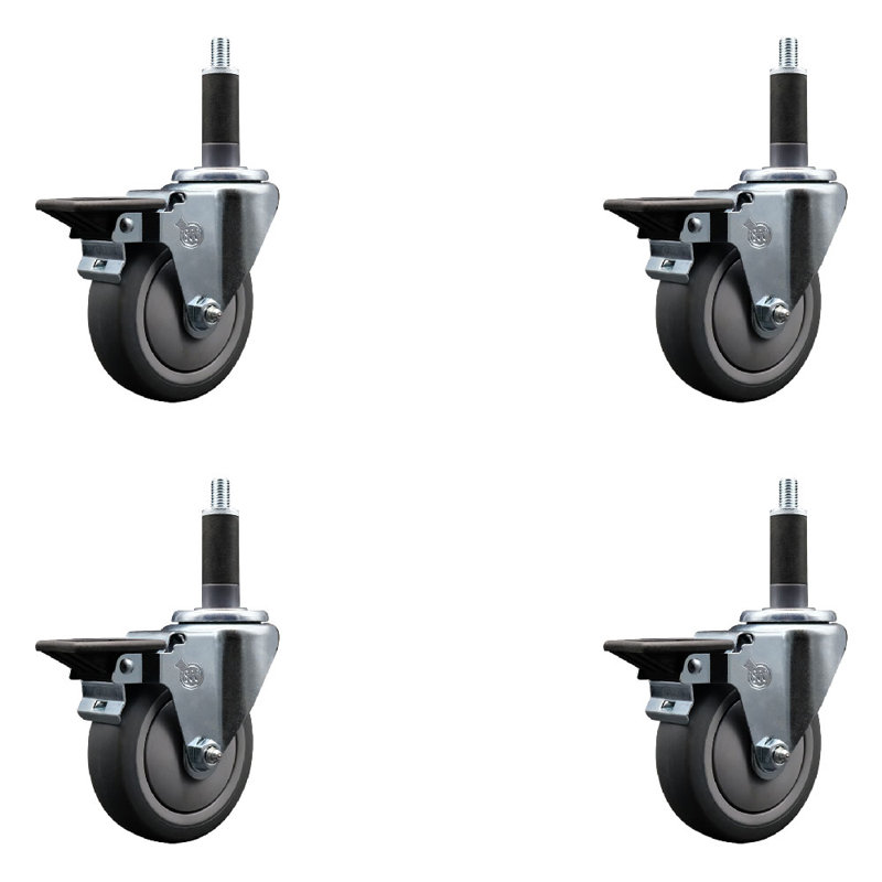 Ensemble de roulettes extensibles pivotantes en caoutchouc thermoplastique avec frein 1 po SCC