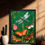 Art encadré noir, plusieurs papillons et une libellule habitent entre des plantes, impressions encadrées de style rétro-1234566163