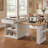82.6" MDF Kitchen Table with Double-Side Storage, 2 Drawers 2 Side Open Shelves White-129948091