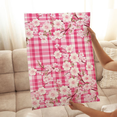 Floral Pink Plaid Flowers VIII Unframed Art Print