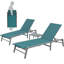 Ensemble de salon de patio 3 pièces Kozyard, 2 chaises longues d'extérieur pliables avec table d'appoint, chaises longues à cadre en aluminium avec dossier réglable à 5 positions, tissu textilène respirant, aucun assemblage requis, inclinable et à plat pour la piscine, vert menthe de plage-835488451
