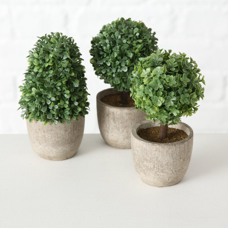Ensemble de 3 topiaires de buis artificiel en pot