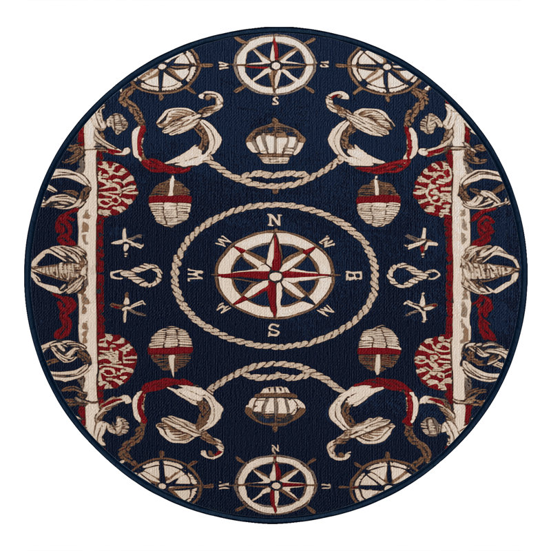 Washable Pacific nautical Nautical Area Rug, Rectangle 4' x 6'