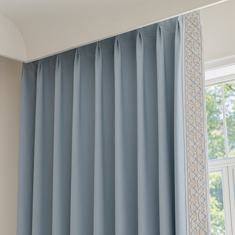 Paire de rideaux en mélange de coton Arabella (ensemble de 2) avec doublure occultante, Light Dusty Blue, L 50 po x L 90 po