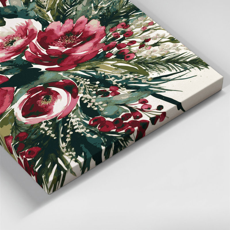"Watercolor Floral 29", art mural sur toile brune, H 11 po x l 14 po