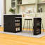 Îlot de cuisine extensible avec tiroirs de rangement, armoire à deux portes, tablettes ouvertes et bar pour le petit-déjeuner-1011431552