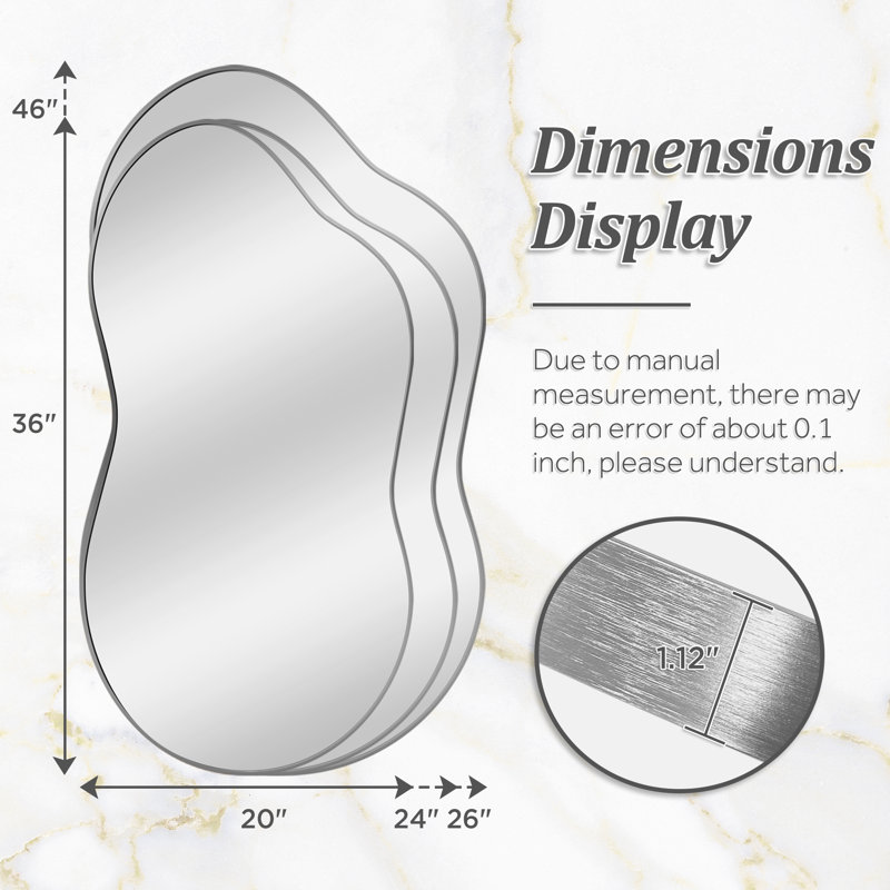 Miroir d'appoint 24 po x 36 po, 24 po x 36 po, Argent