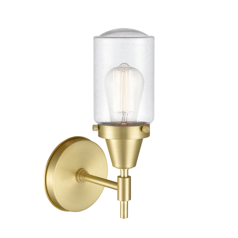 Gayle Armed Sconce, 60 Watt Vintage Incandescent Bulb, Satin Brass, Seedy
