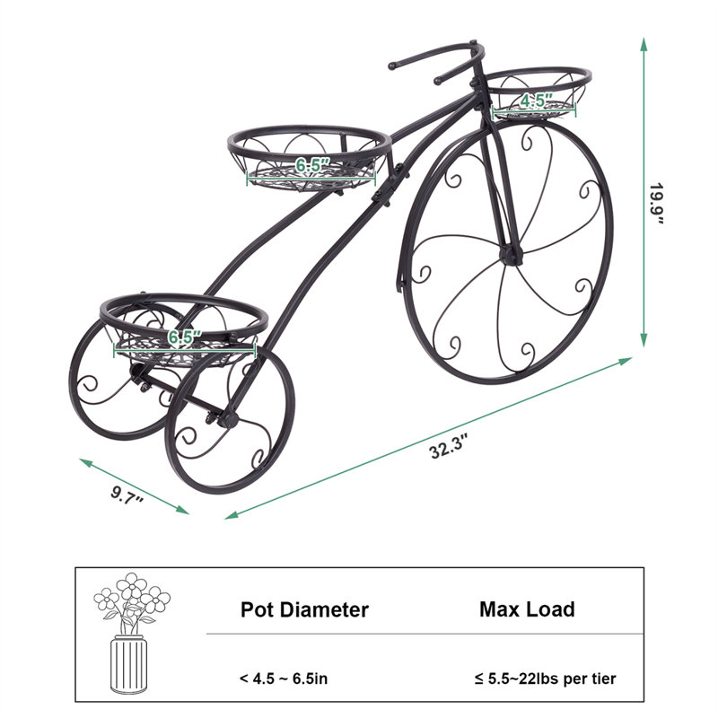 Support pour plante tricycle Bartek, Black