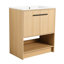 Meuble-lavabo de 76 cm avec lavabo en céramique. Mobilier autoportant en contreplaqué. 2 portes. Élégant. Montage facile. Structure en chêne, style attrayant.