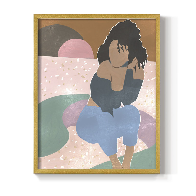 «Curly Lady II», reproduction encadrée - bois massif, Or, H 10 po x l 8 po