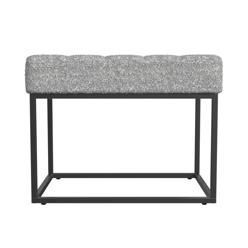 Homepop Theodore Small Ottoman, Theodore Ottoman Gray Polyester