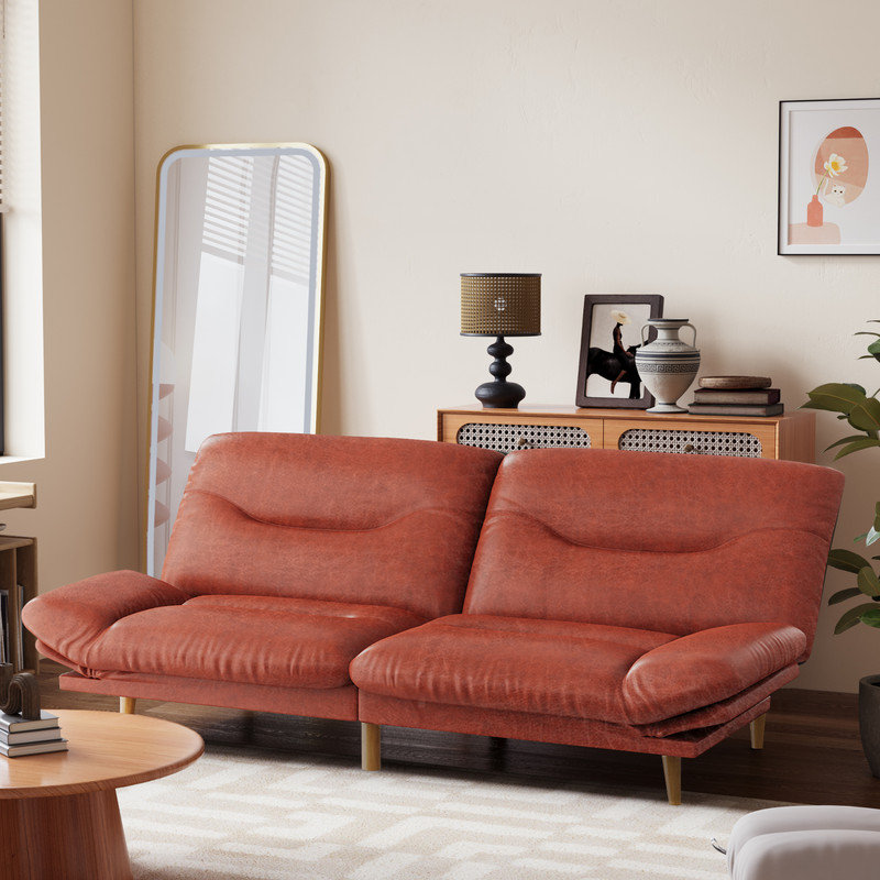 FUTON Sofa With Adjustable Sides And Back, Brown
