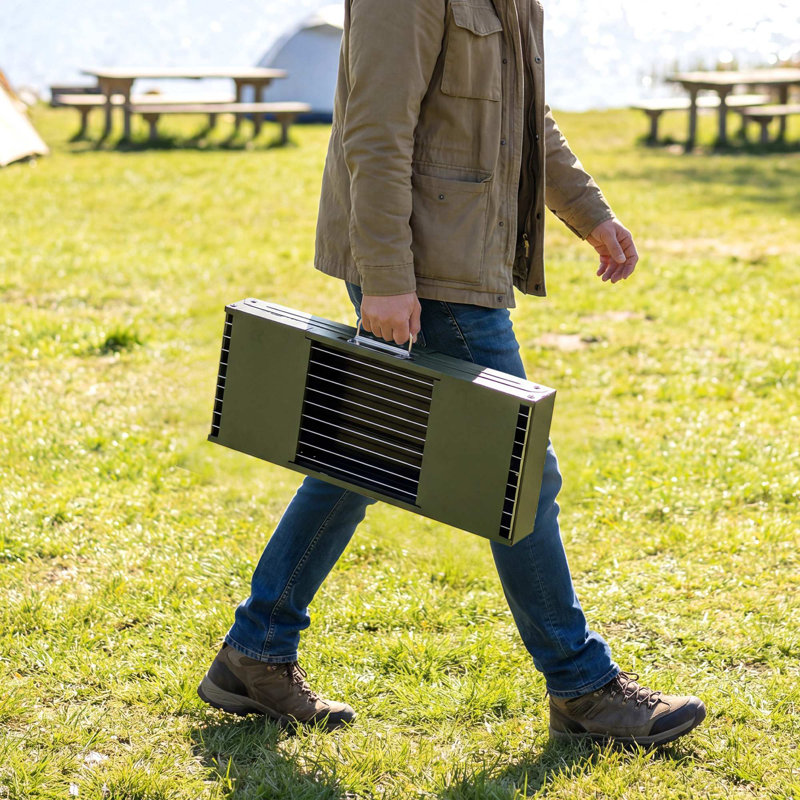 Outsunny 87cm W Portable Charcoal Grill, Green