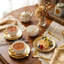 Ensemble de 6 tasses à café en céramique de qualité supérieure et soucoupes, tasses à café pour café au lait, moka, au lait, blanc, avec garniture dorée