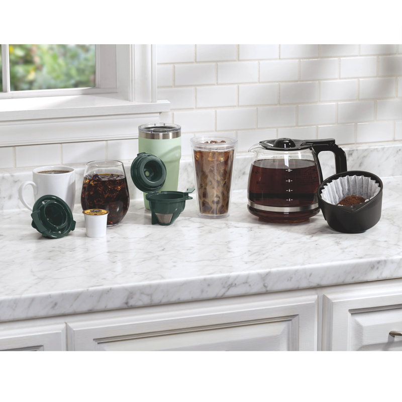 Hamilton Beach® FlexBrew® Advanced 5-in-1 Coffee Maker, 12-Cup Drip and Single Serve Hot & Iced Coffee Maker, Compatible with K-Cup Pods or Grounds