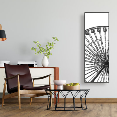 Monochrome Ferris Wheel - White Architecture Canvas Art