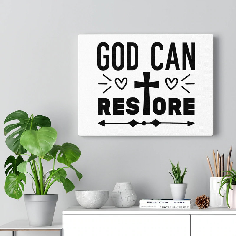 «God Can Restore Christian», impression murale verset de la Bible prêt à être accroché, H 12 po x l 16 po