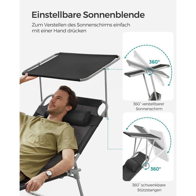 Camaira 200cm Long Single Chaise, Black