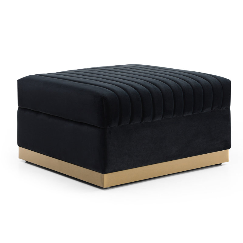 Velvet For Living Space - Modern Upholstered With Vertical Tufting Home Decoration Contemporary, Black