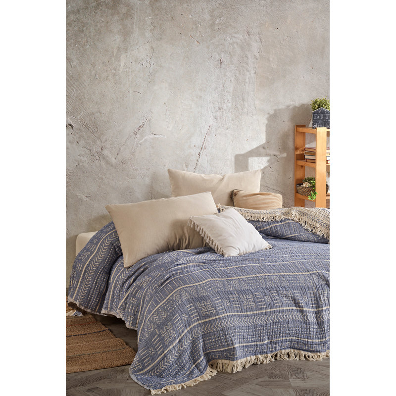 Couverture 100% mousseline de qualité supérieure 86,6 po x 94,5 po | Lavable à la machine, facile à repasser, douceur luxueuse | Parfait pour les salons et les chambres confortables