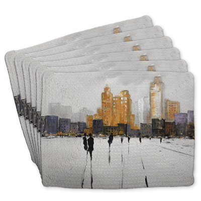 Braided Polyester Placemats Set of 6 - Silhouettes Design