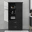Maximisez l'espace de la salle de bain avec cette grande armoire de rangement, ses tablettes réglables, ses deux portes et ses tiroirs-113664326