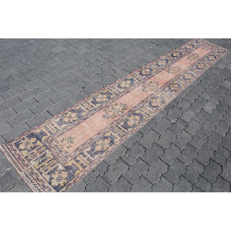 Tapis rétro en laine turque tissé à la main en orange vif pour cuisines Anatolian