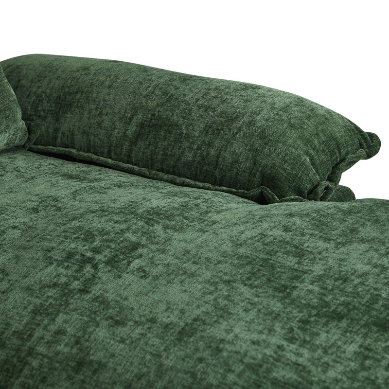 2179-GREEN Canapé combiné en chenille avec méridienne double, Vert
