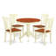 Ensemble de coin-repas 3 pièces pour petits espaces comprenant une table de salle à manger ronde avec piédestal et 2 chaises de cuisine, 36 po x 36 po, babeurre et cerise-285938731-285938735-285938726