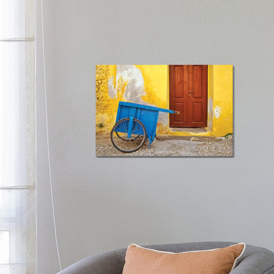Greece, Rhodes. House With Blue Cart In Front. by Jaynes Gallery - Wrapped Canvas Gallery-Wrapped Canvas Giclée